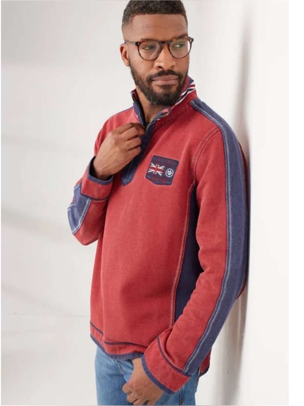 FATFACE | NWT The Airlie Union Jack Quarter Zip Red UK Sweatshirt, Size Large